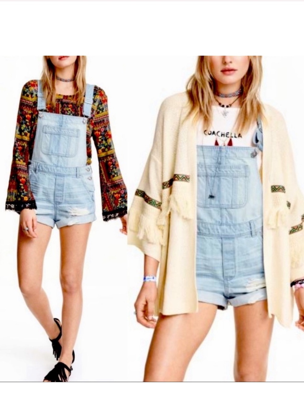 H&M Coachella Shorts Overalls Denim Jean Romper